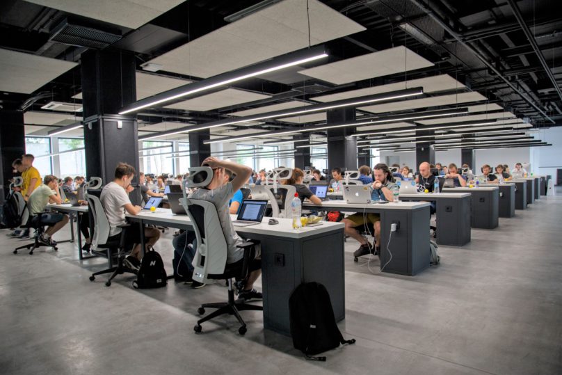 Room full of employees